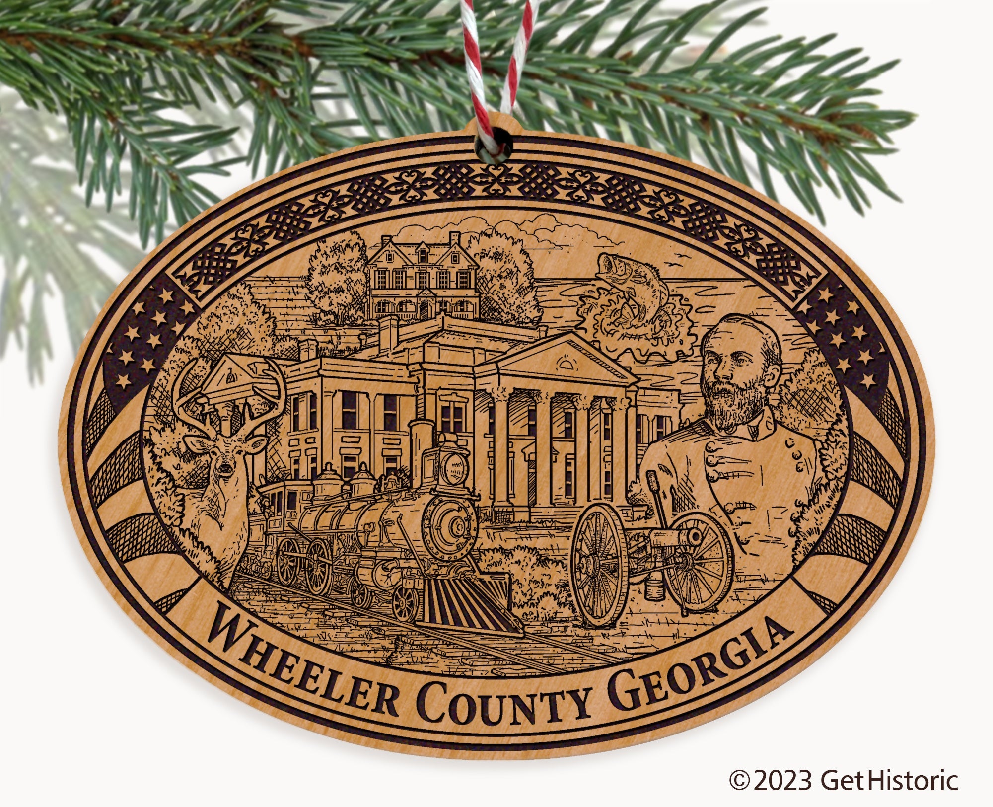Wheeler County Georgia Engraved Natural Ornament