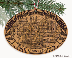 White County Illinois Engraved Natural Ornament