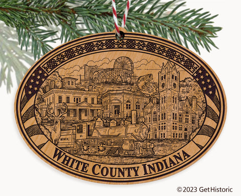 White County Indiana Engraved Natural Ornament