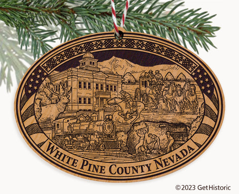 White Pine County Nevada Engraved Natural Ornament