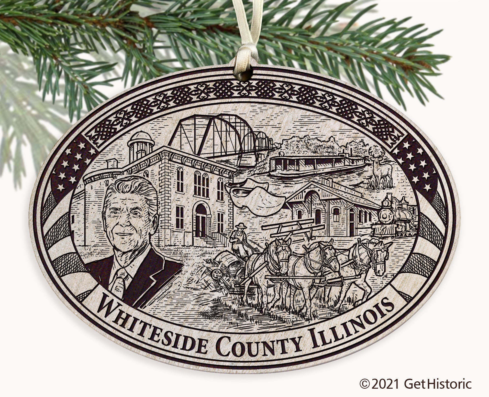 Whiteside County Illinois Engraved Ornament