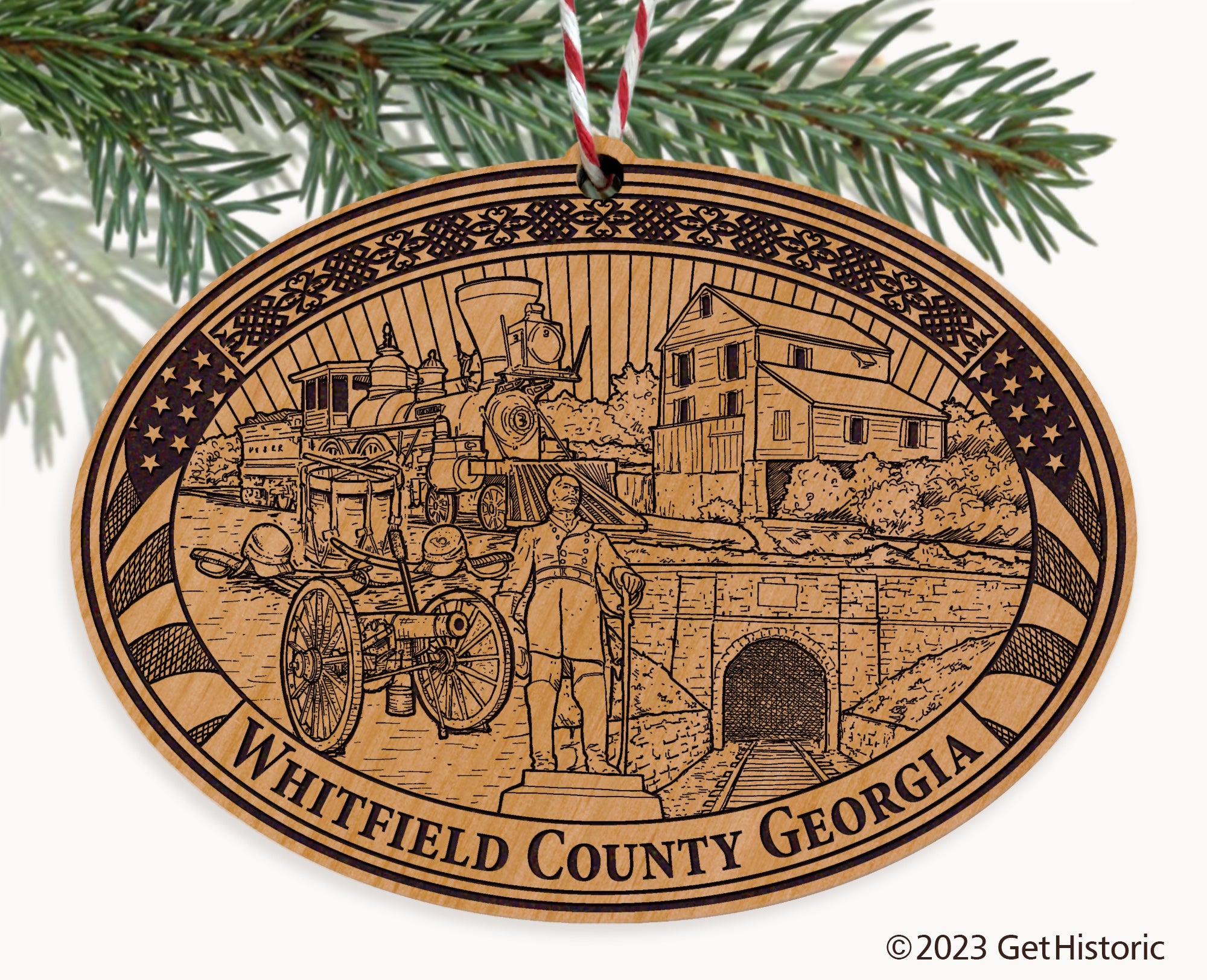 Whitfield County Georgia Engraved Natural Ornament