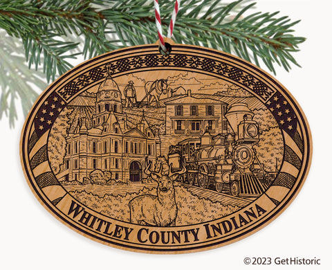 Whitley County Indiana Engraved Natural Ornament