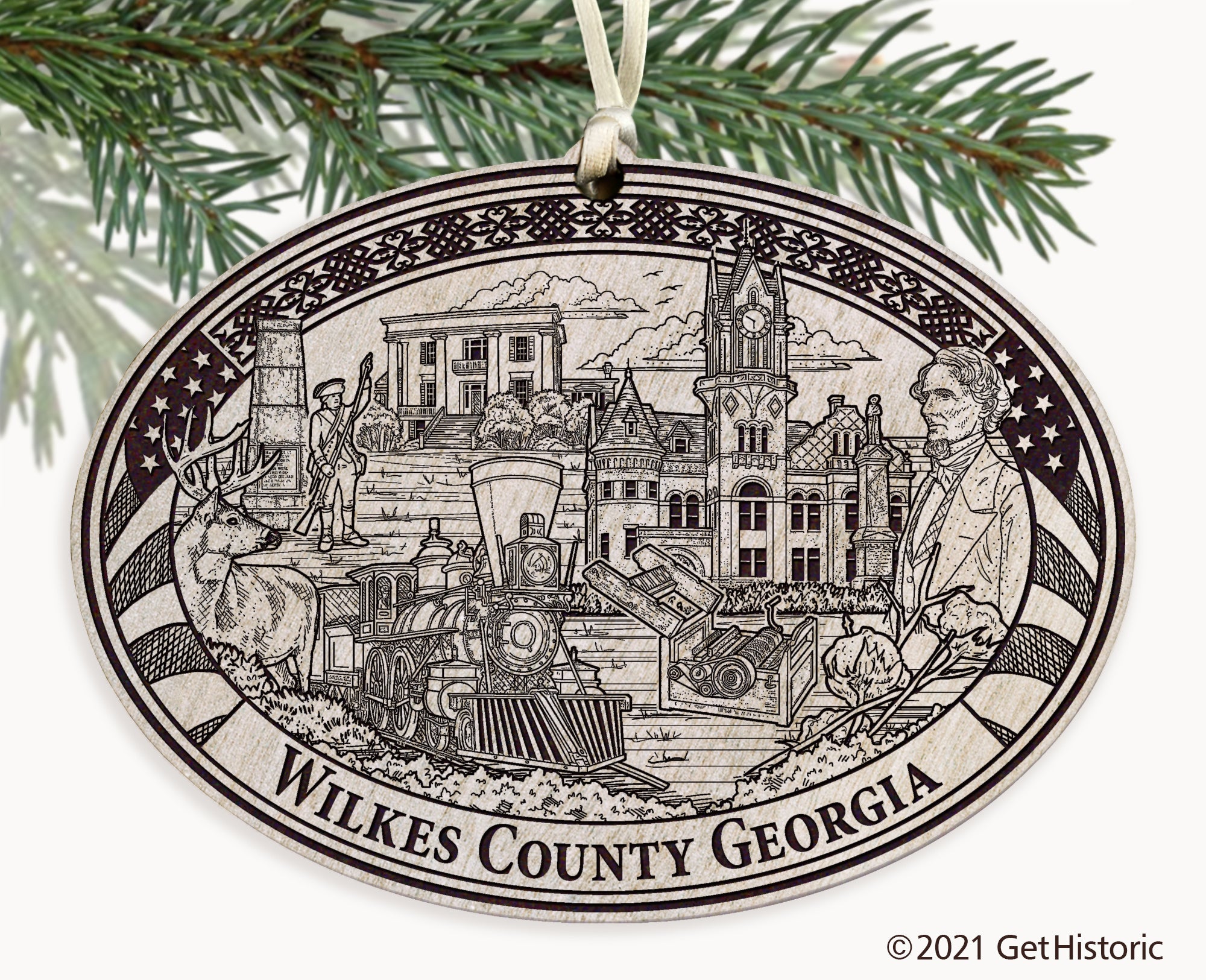 Wilkes County Georgia Engraved Ornament