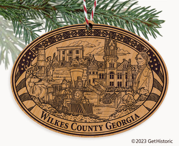 Wilkes County Georgia Engraved Natural Ornament