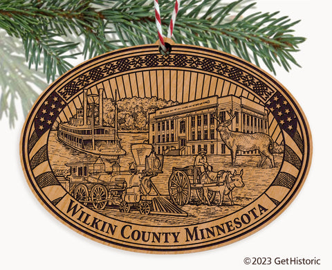 Wilkin County Minnesota Engraved Natural Ornament