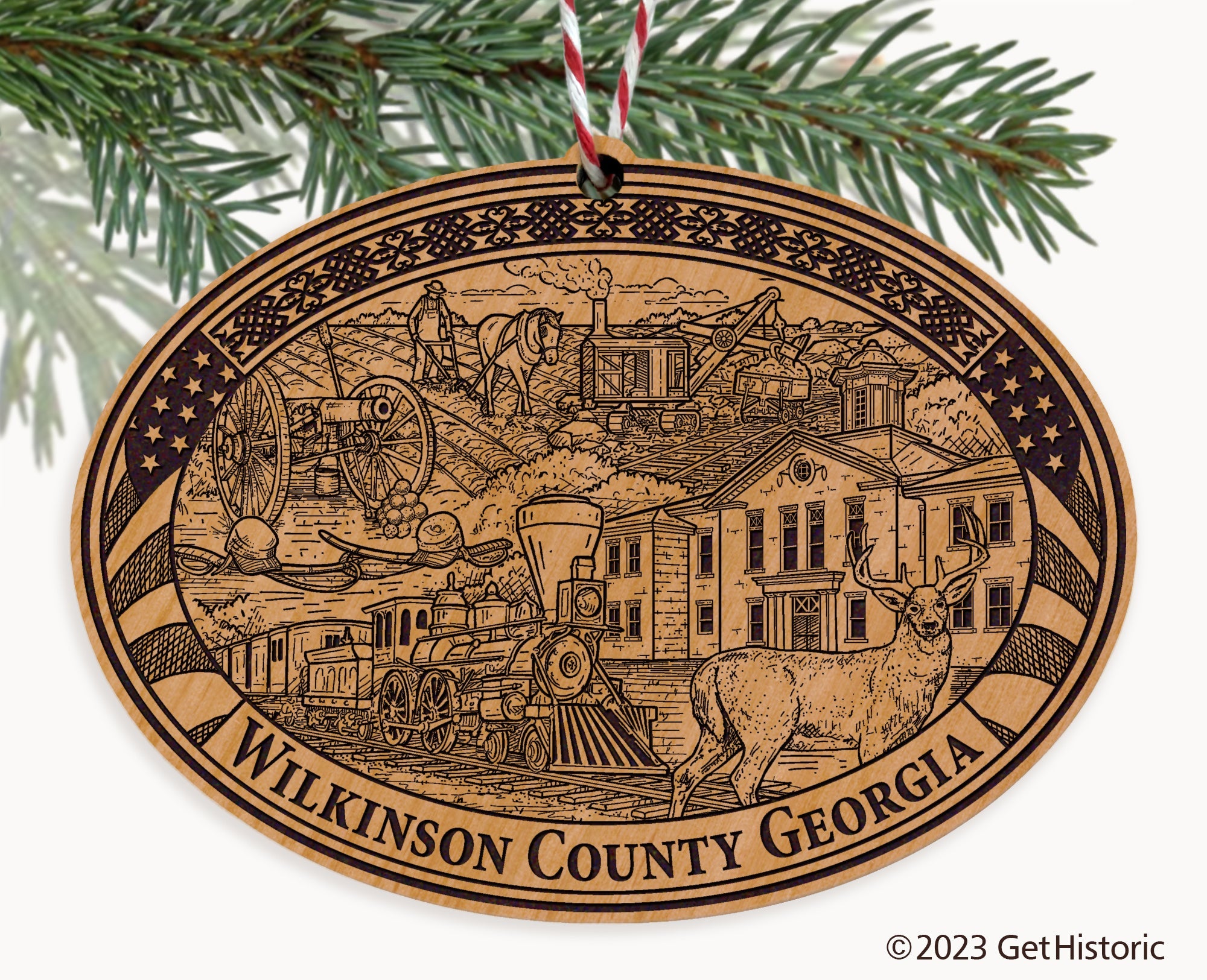 Wilkinson County Georgia Engraved Natural Ornament