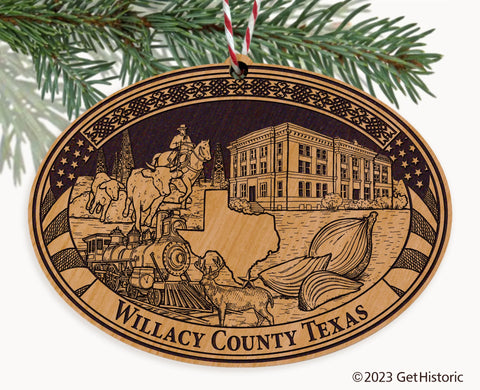 Willacy County Texas Engraved Natural Ornament