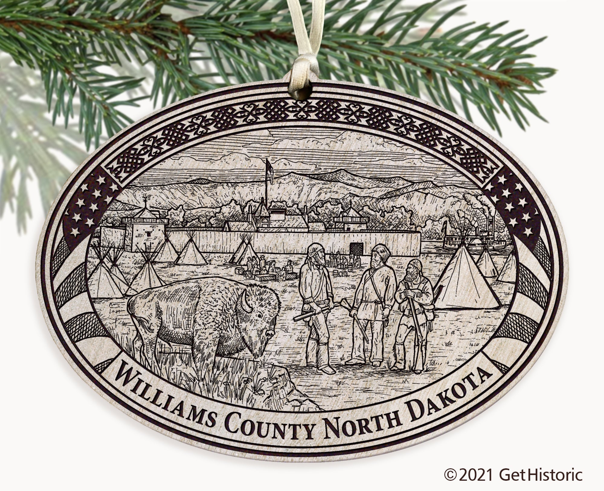 Williams County North Dakota Engraved Ornament