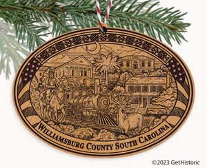 Williamsburg County South Carolina Engraved Natural Ornament