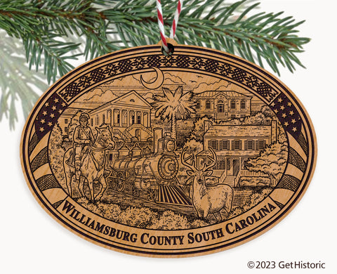 Williamsburg County South Carolina Engraved Natural Ornament