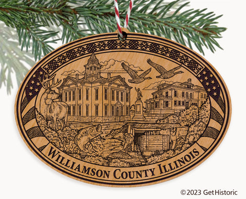Williamson County Illinois Engraved Natural Ornament