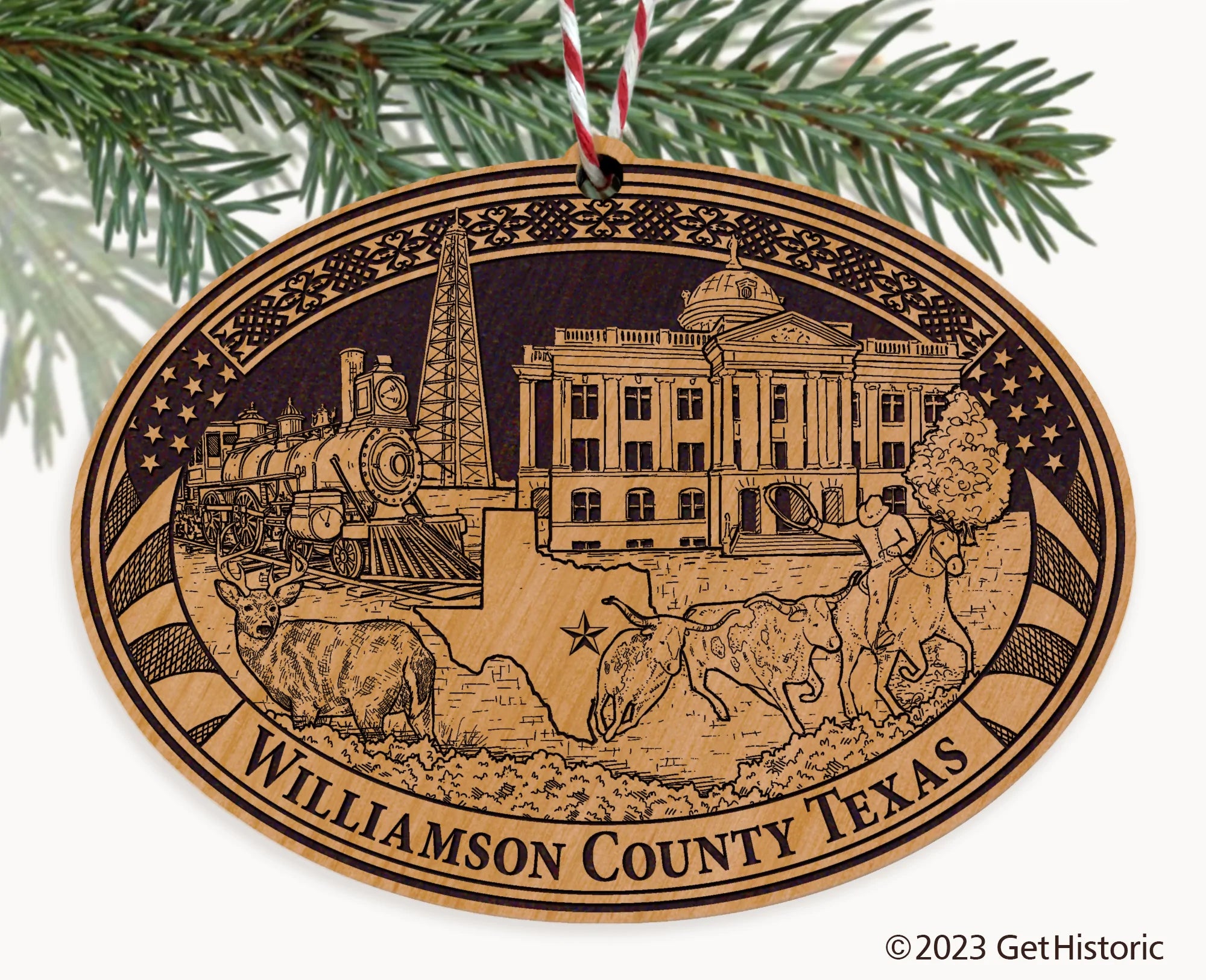 Williamson County Texas Engraved Natural Ornament