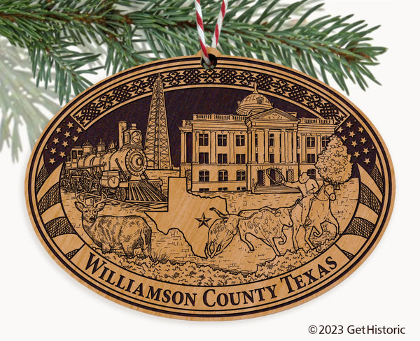 Williamson County Texas Engraved Natural Ornament