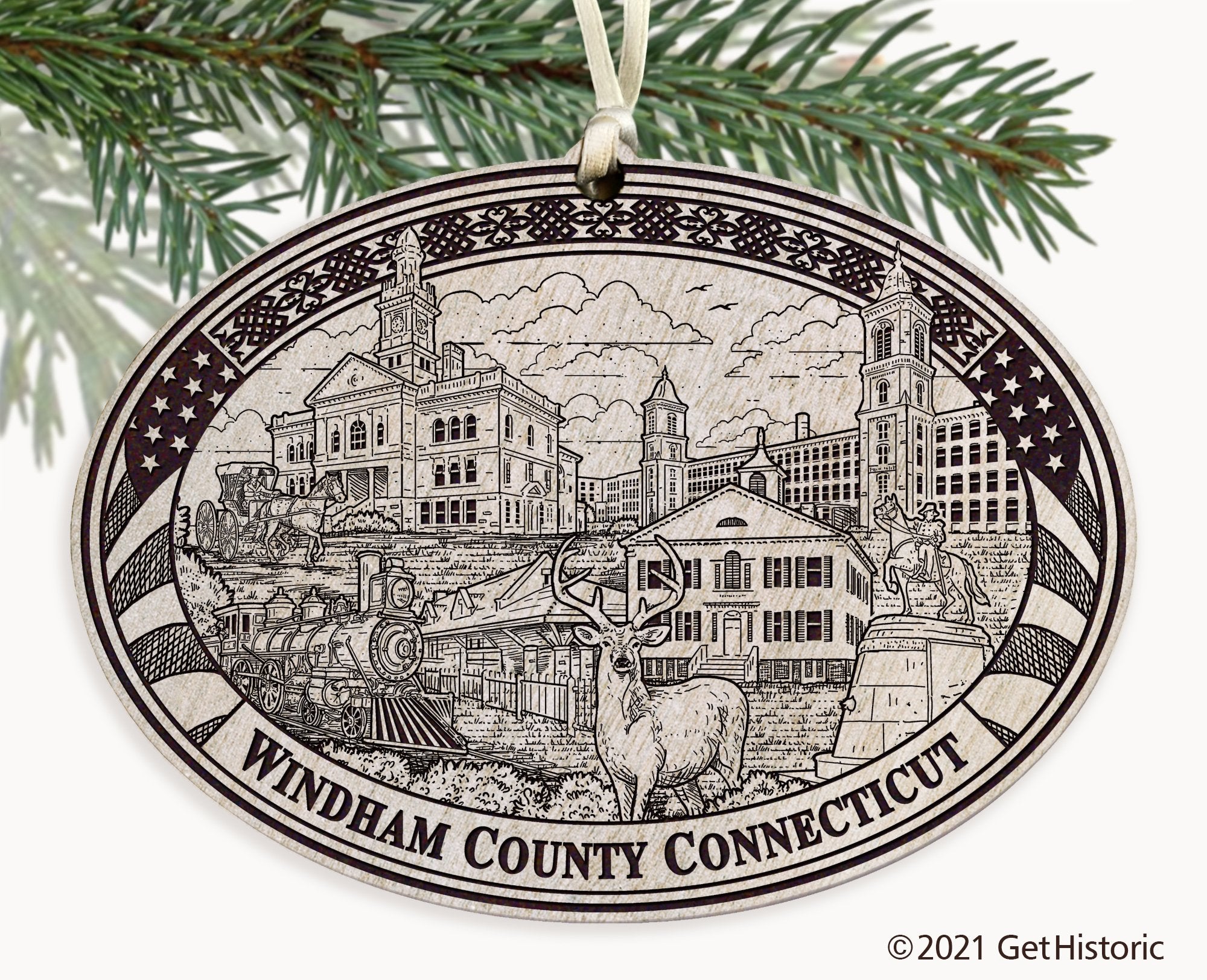 Windham County Connecticut Engraved Ornament