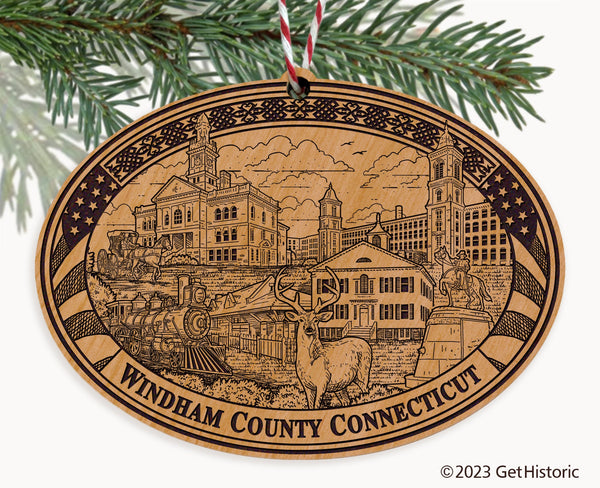 Windham County Connecticut Engraved Natural Ornament