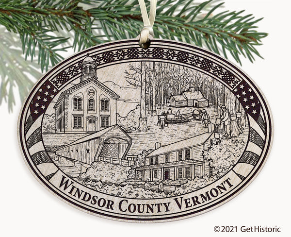 Windsor County Vermont Engraved Ornament