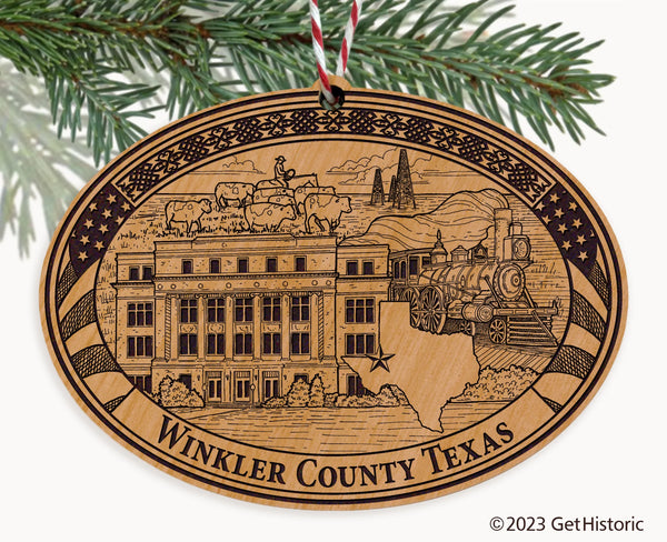 Winkler County Texas Engraved Natural Ornament