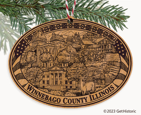 Winnebago County Illinois Engraved Natural Ornament