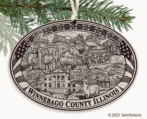 Winnebago County Illinois Engraved Ornament