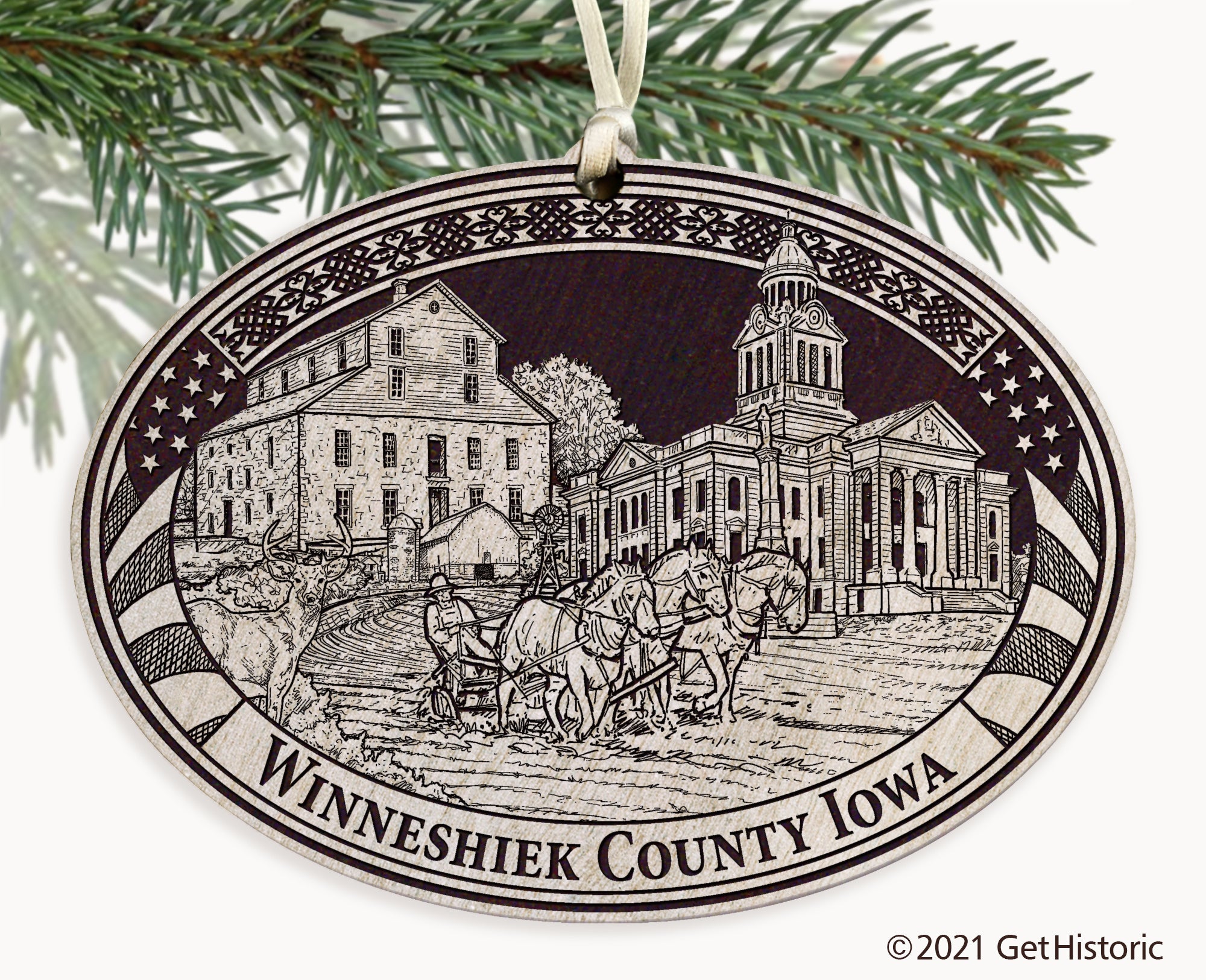 Winneshiek County Iowa Engraved Ornament