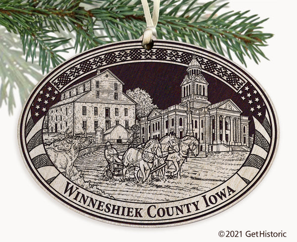 Winneshiek County Iowa Engraved Ornament