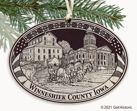 Winneshiek County Iowa Engraved Ornament