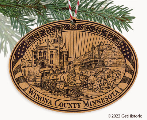 Winona County Minnesota Engraved Natural Ornament