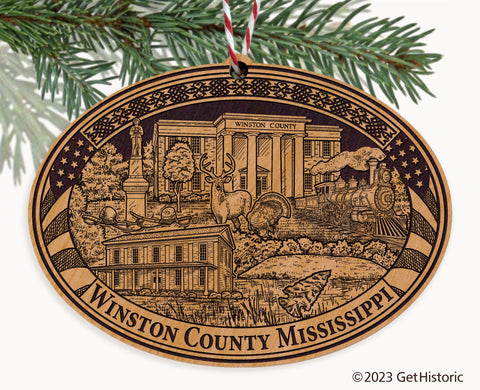 Winston County Mississippi Engraved Natural Ornament