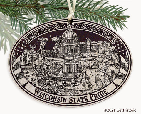 Wisconsin State Engraved Ornament