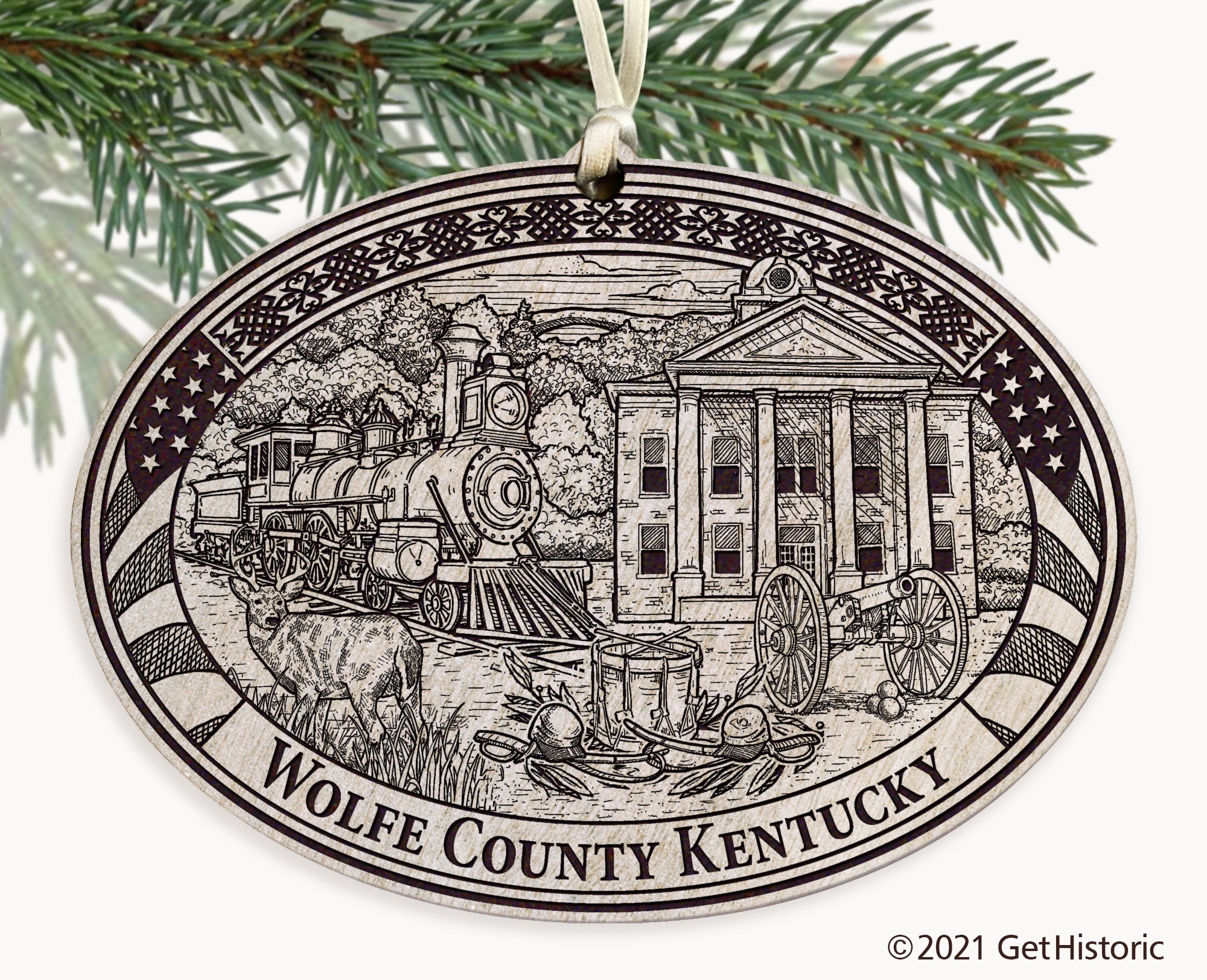 Wolfe County Kentucky Engraved Ornament