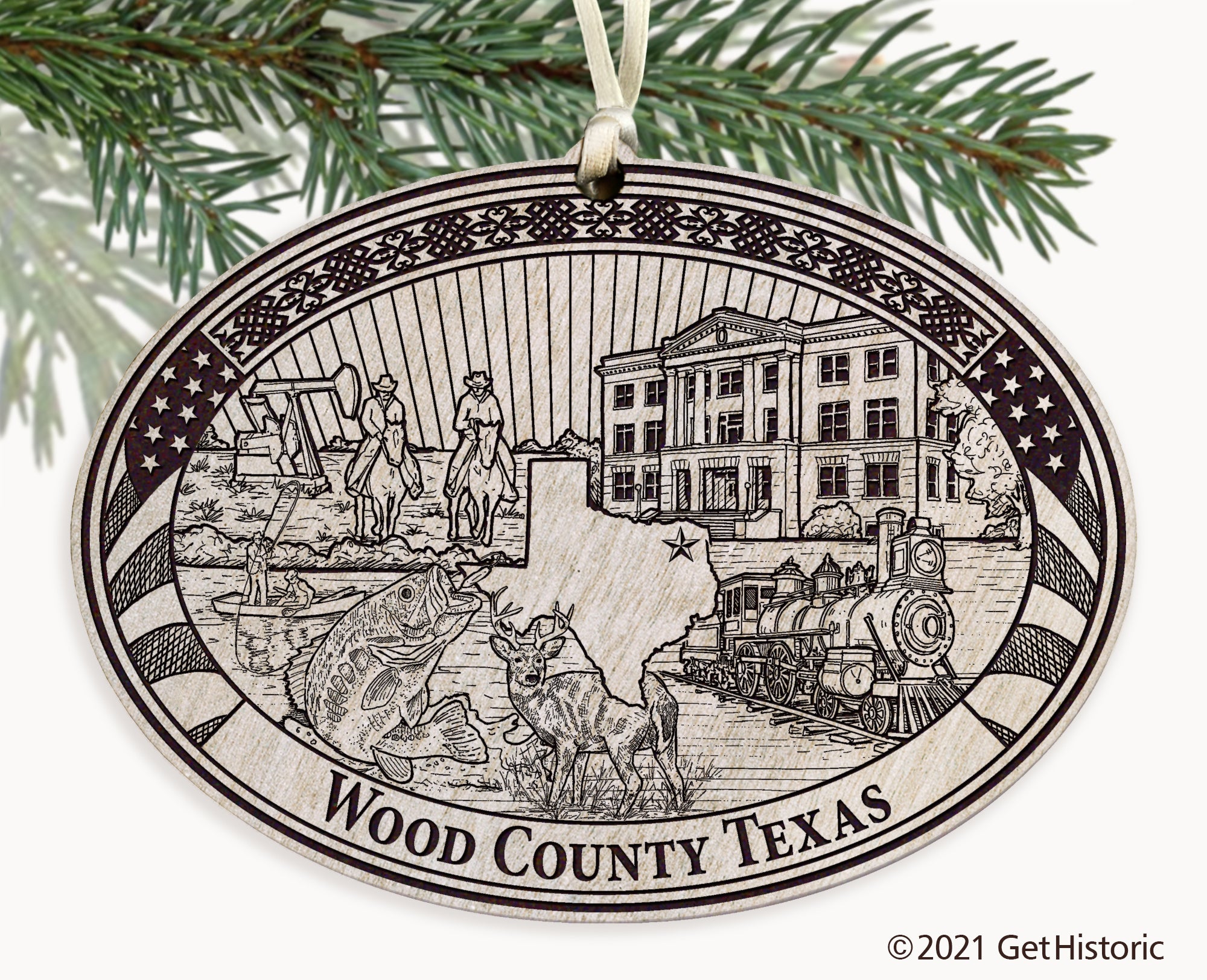 Wood County Texas Engraved Ornament