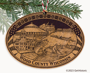 Wood County Wisconsin Engraved Natural Ornament
