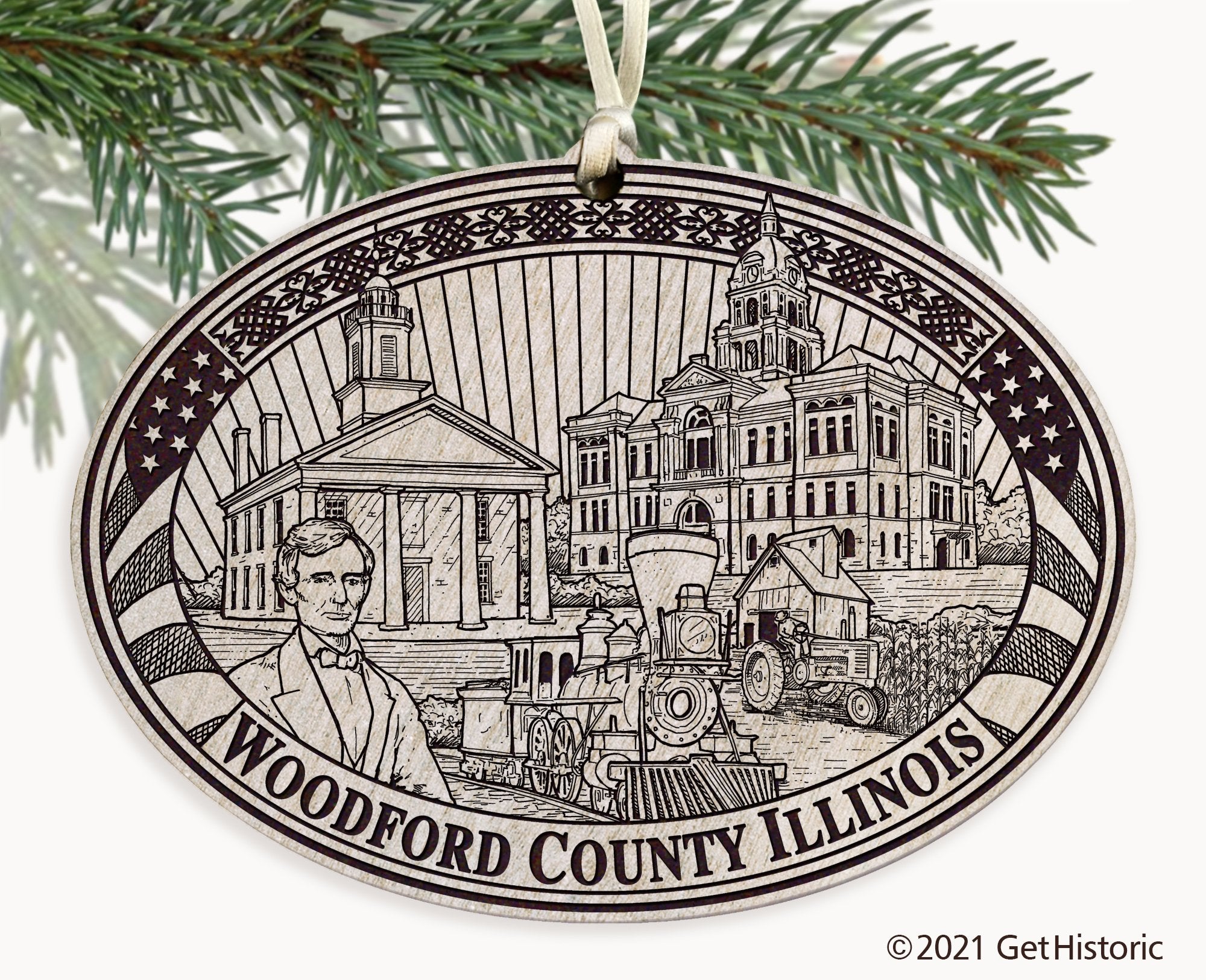 Woodford County Illinois Engraved Ornament