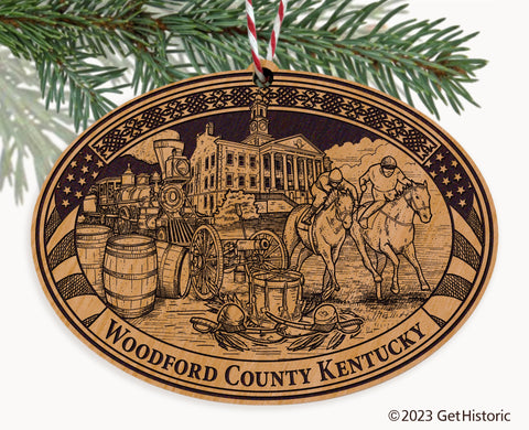 Woodford County Kentucky Engraved Natural Ornament