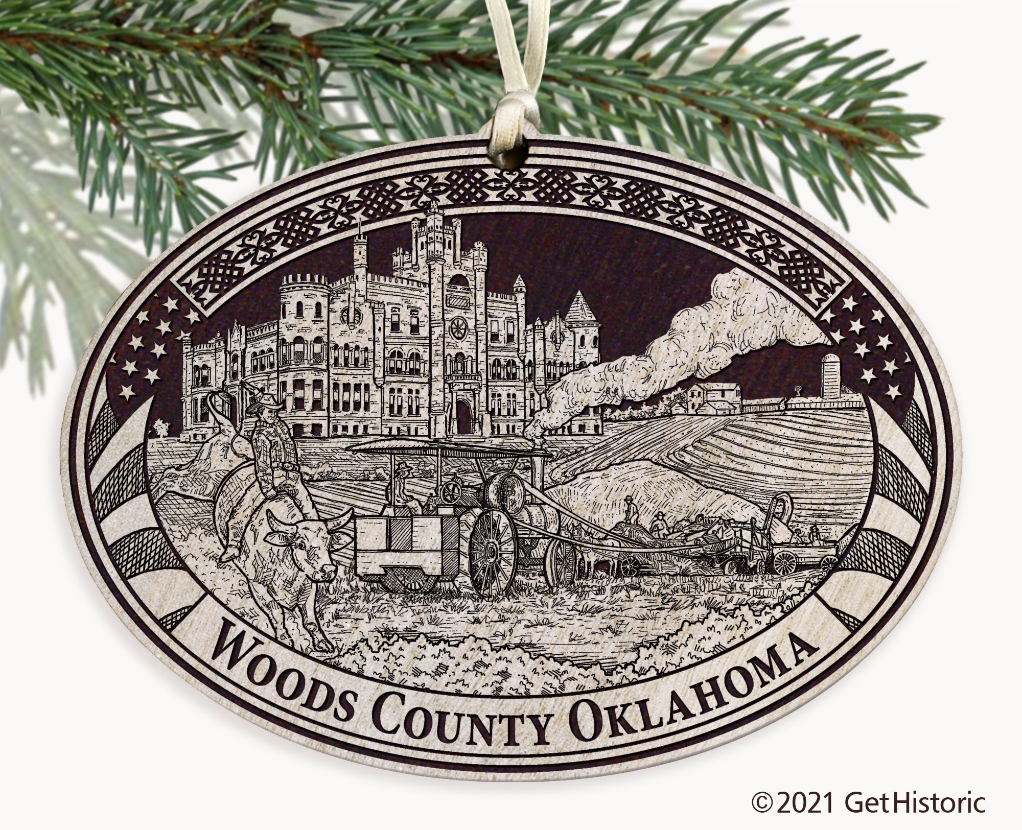 Woods County Oklahoma Engraved Ornament
