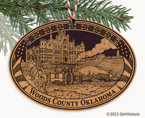 Woods County Oklahoma Engraved Natural Ornament