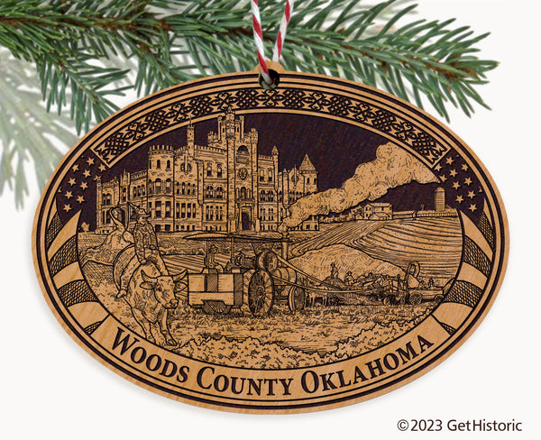 Woods County Oklahoma Engraved Natural Ornament