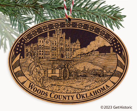 Woods County Oklahoma Engraved Natural Ornament