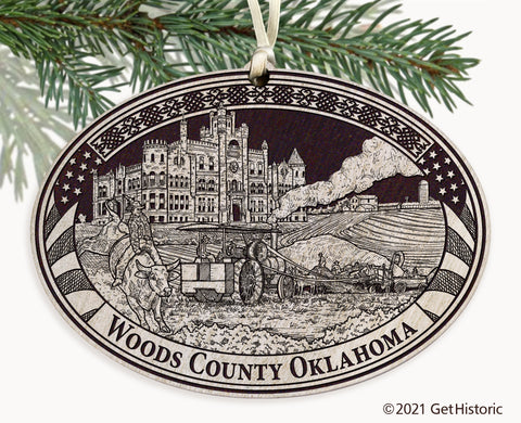 Woods County Oklahoma Engraved Ornament