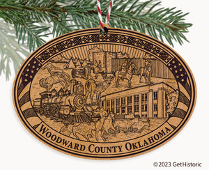 Woodward County Oklahoma Engraved Natural Ornament