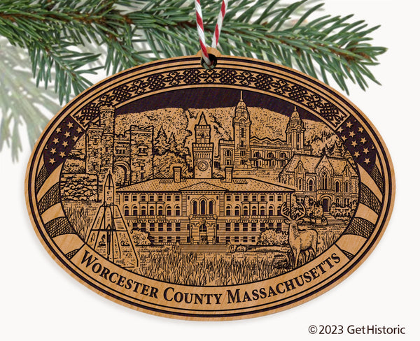 Worcester County Massachusetts Engraved Natural Ornament