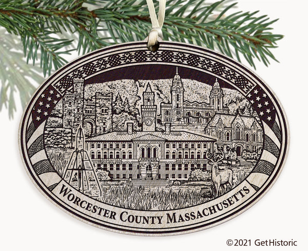 Worcester County Massachusetts Engraved Ornament