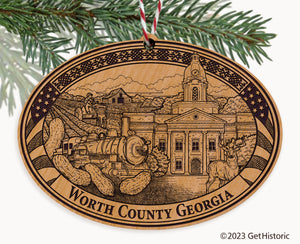 Worth County Georgia Engraved Natural Ornament