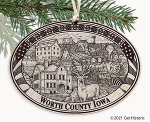 Worth County Iowa Engraved Ornament