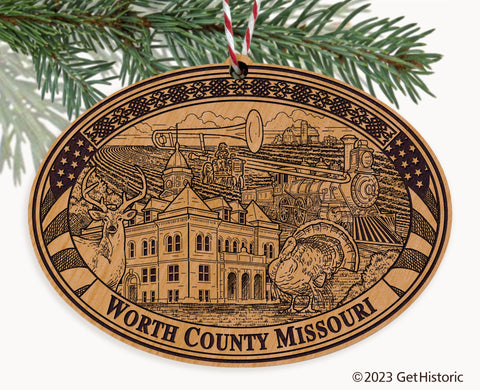 Worth County Missouri Engraved Natural Ornament