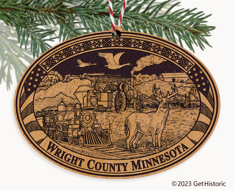 Wright County Minnesota Engraved Natural Ornament