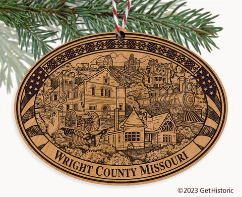 Wright County Missouri Engraved Natural Ornament
