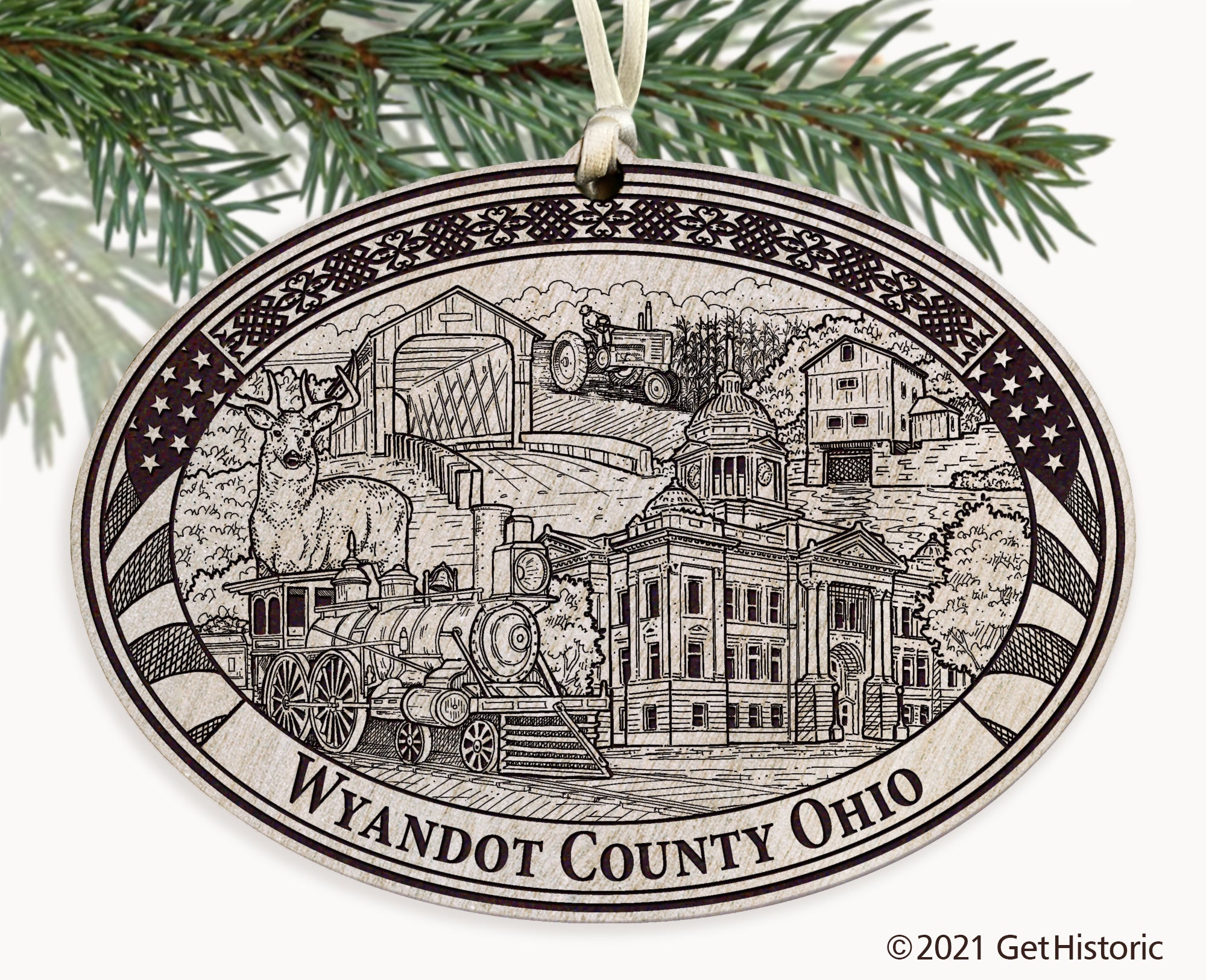 Wyandot County Ohio Engraved Ornament