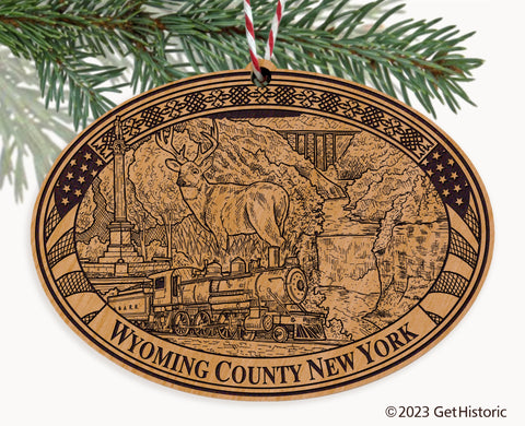 Wyoming County New York Engraved Natural Ornament